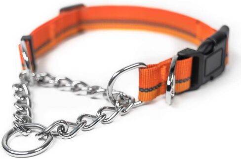 Mighty Paw Martingale Dog Collar 2.0 | Trainer Approved Limited Slip Collar with Stainless Steel Chain & Heavy Duty Buckle - Modified Cinch Collar for Gentle & Effective Pet Training - Large, Black in Kuwait