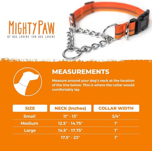 Mighty Paw Martingale Dog Collar 2.0 | Trainer Approved Limited Slip Collar with Stainless Steel Chain & Heavy Duty Buckle - Modified Cinch Collar for Gentle & Effective Pet Training - Large, Black in Kuwait