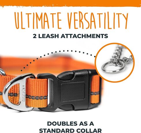 Mighty Paw Martingale Dog Collar 2.0 | Trainer Approved Limited Slip Collar with Stainless Steel Chain & Heavy Duty Buckle - Modified Cinch Collar for Gentle & Effective Pet Training - Large, Black in Kuwait