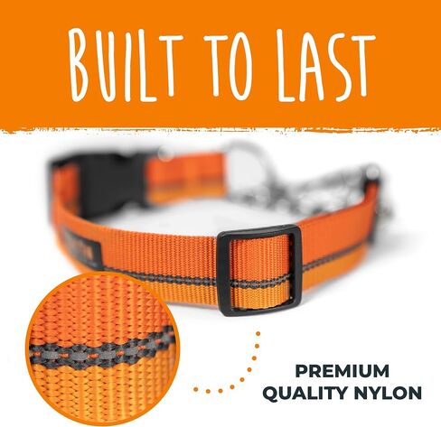 Mighty Paw Martingale Dog Collar 2.0 | Trainer Approved Limited Slip Collar with Stainless Steel Chain & Heavy Duty Buckle - Modified Cinch Collar for Gentle & Effective Pet Training - Large, Black in Kuwait