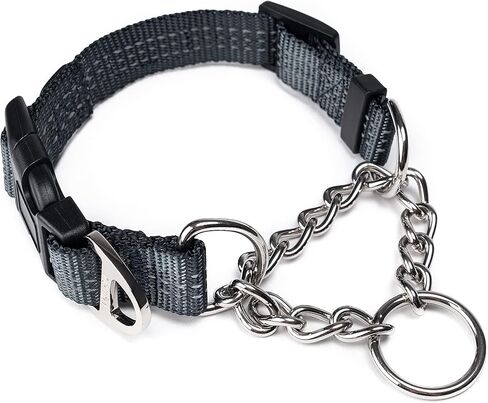 Mighty Paw Martingale Dog Collar 2.0 | Trainer Approved Limited Slip Collar with Stainless Steel Chain & Heavy Duty Buckle - Modified Cinch Collar for Gentle & Effective Pet Training - Large, Black in Kuwait