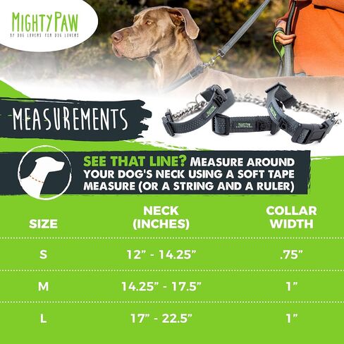 Mighty Paw Martingale Dog Collar 2.0 | Trainer Approved Limited Slip Collar with Stainless Steel Chain & Heavy Duty Buckle - Modified Cinch Collar for Gentle & Effective Pet Training - Large, Black in Kuwait