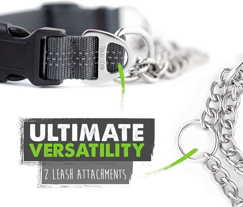 Mighty Paw Martingale Dog Collar 2.0 | Trainer Approved Limited Slip Collar with Stainless Steel Chain & Heavy Duty Buckle - Modified Cinch Collar for Gentle & Effective Pet Training - Large, Black in Kuwait
