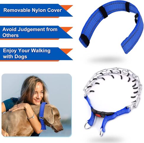 Supet Dog Prong Collar, Dog Choke Collar Adjustable Dog Pinch Collar with Quick Release Buckle/Nylon Cover for Small Medium Large Dogs in Saudi Arabia