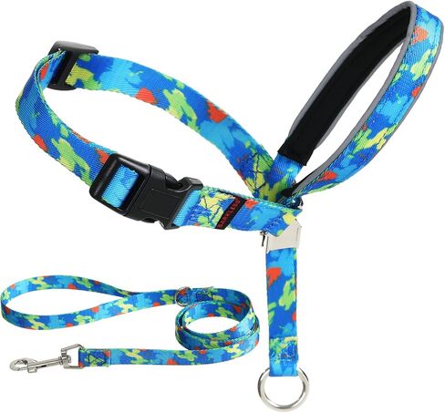 BARKLESS Dog Head Collar, Anti-Pulling Printed Head Halter with Leash, Gentle Snout Harness with Adjustable Clip for Small Medium, and Large Dogs, Perfect for Training Leash-Reactive Pullers in Saudi Arabia