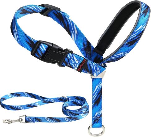 BARKLESS Dog Head Collar, Anti-Pulling Printed Head Halter with Leash, Gentle Snout Harness with Adjustable Clip for Small Medium, and Large Dogs, Perfect for Training Leash-Reactive Pullers in Saudi Arabia