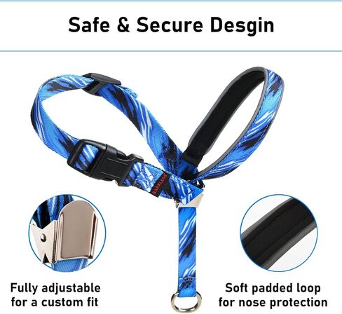 BARKLESS Dog Head Collar, Anti-Pulling Printed Head Halter with Leash, Gentle Snout Harness with Adjustable Clip for Small Medium, and Large Dogs, Perfect for Training Leash-Reactive Pullers in Saudi Arabia