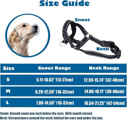 Dog Head Collar, Head Collar with Reflective Strap to Stop Pulling for Small Medium and Large Dogs, Adjustable (L, Blue) in Kuwait