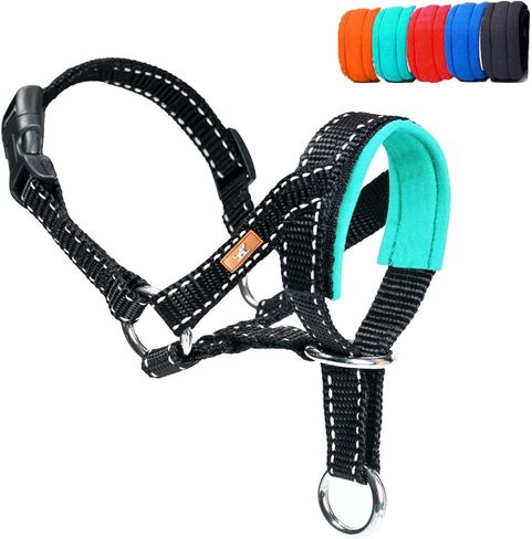 Dog Head Collar, Head Collar with Reflective Strap to Stop Pulling for Small Medium and Large Dogs, Adjustable (L, Blue) in Kuwait
