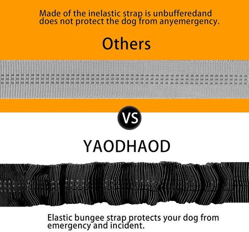 YAOHDAO Dog Seat Belt Harness for Car, Restraint Adjustable with Elastic Bungee Buffer Headrest for Vehicle, 360° Swivel Carabiner Nylon Pet Safety Seat Belts Heavy Duty Car Harness for Dogs (Black) in Saudi Arabia
