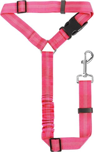 YAOHDAO Dog Seat Belt Harness for Car, Restraint Adjustable with Elastic Bungee Buffer Headrest for Vehicle, 360° Swivel Carabiner Nylon Pet Safety Seat Belts Heavy Duty Car Harness for Dogs (Black) in Saudi Arabia