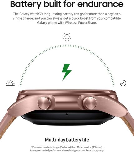 Samsung Galaxy Watch 3 (41mm, GPS, Bluetooth) Smart Watch with Advanced Health monitoring, Fitness Tracking , and Long lasting Battery - Mystic Silver (US Version)- (Renewed) in Kuwait
