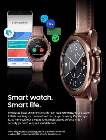 Samsung Galaxy Watch 3 (41mm, GPS, Bluetooth) Smart Watch with Advanced Health monitoring, Fitness Tracking , and Long lasting Battery - Mystic Silver (US Version)- (Renewed) in Kuwait