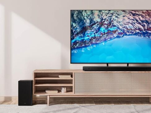 مكبر صوت SAMSUNG HW-B650 3.1 قناة مع Dolby 5.1 DTS Virtual: X، مكبر صوت مركزي مدمج، اتصال بلوتوث متعدد، تحسين الصوت والوضع الليلي، مضخم صوت متضمن، 2022 in Kuwait