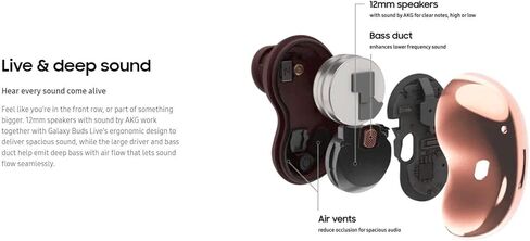 سماعات أذن Samsung Galaxy Buds Live (ANC) بخاصية إلغاء الضوضاء النشطة TWS Open Type Wireless Bluetooth 5.0 لأجهزة iOS وAndroid، برامج تشغيل 12 مم، الطراز الدولي - SM-R180 (أسود غامض) (متجدد) in Kuwait