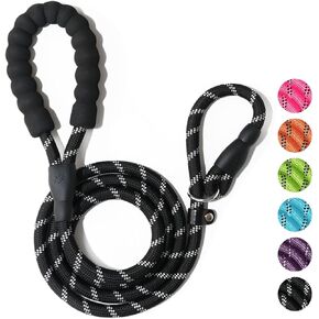 WePet Dog Training Slip Leash، Dog Slip Lead، جرو الطاعة استدعاء الرصاص التدريب، 6 أقدام طويلة، حبل الثقيلة مع تصميم عاكس، مقبض مريح، للكلاب المتوسطة الكبيرة، أسود / أبيض