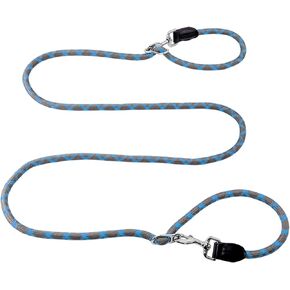 Hands Free Dog Leash(8.5ft), 8 in 1 Multifunction Nylon Double Leash for Dogs,1.2cm Dog Training Leash with Reflective Stitching, Adjustable Waist Dog Leash Fits All Waist for Medium Large Dogs-Blue