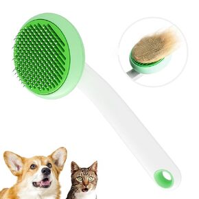 Pet Grooming Self-Cleaning Slicker Brush for Cats & Dogs, Effortlessly Removes Tangles, Loose Undercoat and Mats (Pink, 2 Pack)