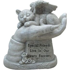 Comfy Hour 8" Polyresin Cat Angel in Hand Memorial Pet Statue Figurine for Your Home Or Garden, Beige, Pet in Loving Memory Collection in Kuwait