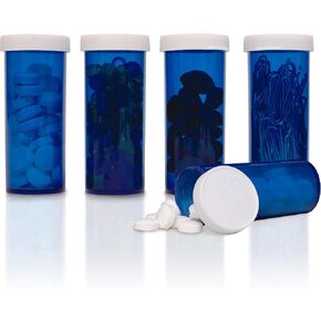 توب كلاس فانتشيرز زجاجات حبوب الدواء الفارغة مع ملصقات وأغطية 15 عبوة من زجاجات حبوب الدواء الزرقاء مع أغطية سهلة الفتح 8 زجاجات دواء منظم دواء، أساسيات السفر، حاوية حرفية، تخزين الخرز in Kuwait