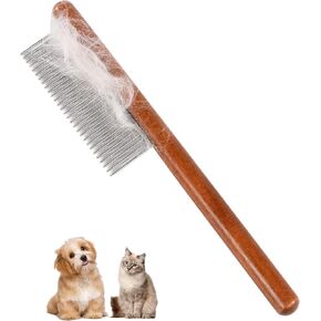 Cat comb WeoDeaeo, Solid Wooden Pet Comb, Dog Comb with Rounded and Smooth Ends Stainless Steel Teeth,Grooming Comb for Cats and Long-hair Dogs,Professional Grooming Comb for Removes Tangles and Knots in Saudi Arabia
