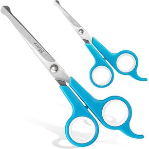 BOSHEL 2 Pc Dog Grooming Scissors for Dogs at Home, Dog Scissors for Grooming with Safety Round Tips, Professional Dog Grooming Scissors Set, Pet Grooming Shears Set for Dogs & Cats, Pet Scissors Kit
