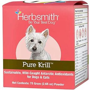 Herbsmith Pure Krill - كريل القطب الجنوبي البري - مكون واحد فقط - أستازانتين للكلاب - أوميغا 3 جاهزة للاستخدام - بديل لزيت الكريل للكلاب - 75 جم in Kuwait