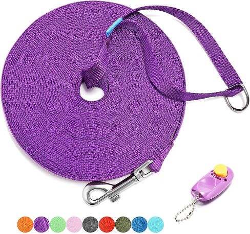 BAAPET 15 ft 20 ft 30 ft 50 ft 100 ft Long Dog Training Leash for Dog Training, Play, Camping, or Backyard Lead with Training Clickers for Small, Medium and Large Dogs or Cats (20 Feet, Black) in Kuwait