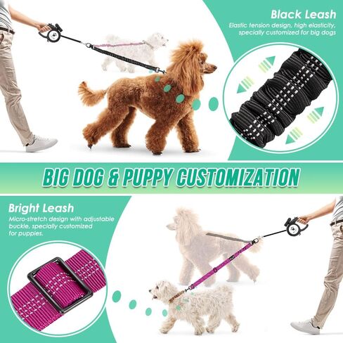 Two Dog Lead, 2 in 1 Upgraded Double Dog Leash Attachment Combine Adjustable Strap and Shock Absorbing Bungee No Tangle Dual Training Splitter for Different Size Dogs in Kuwait