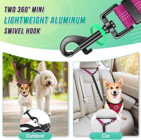 Two Dog Lead, 2 in 1 Upgraded Double Dog Leash Attachment Combine Adjustable Strap and Shock Absorbing Bungee No Tangle Dual Training Splitter for Different Size Dogs in Kuwait