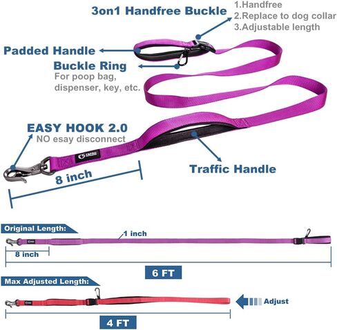 TSPRO 3-in-1 Heavy Duty Tactical Hands Free Dog Leash, Dual Padded Handles in Saudi Arabia