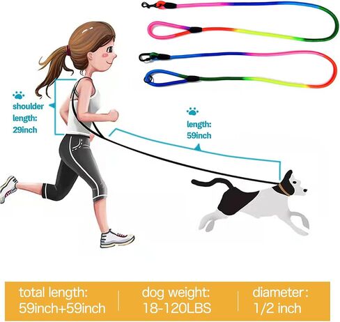 Hands Free Dog Leash 9.8ft Rope Crossbody Dog Leash Reflective for Large Medium Small Dogs Walking, Jogging and Running，Dog Training Leash (Blue, 9.8Ft) in Kuwait