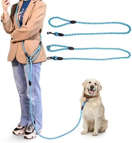 Hands Free Dog Leash 9.8ft Rope Crossbody Dog Leash Reflective for Large Medium Small Dogs Walking, Jogging and Running，Dog Training Leash (Blue, 9.8Ft) in Saudi Arabia
