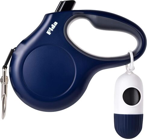 Fida Retractable Dog Leash with Dispenser and Poop Bags, 16ft, White & Pink in Saudi Arabia