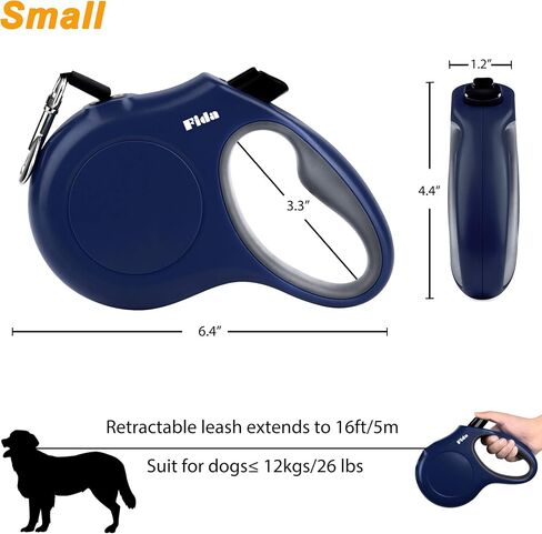Fida Retractable Dog Leash with Dispenser and Poop Bags, 16ft, White & Pink in Saudi Arabia