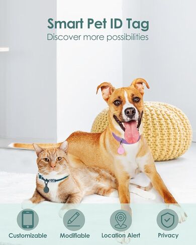 NFC & QR Code Pet ID Tag, Silicone Silent Dog Tag, Cat Name Tag, Personalized Customized Dog Tag, Modifiable Pet Online Profile, Instant Pet Location Alert Email, Anti-Lost Function in Saudi Arabia