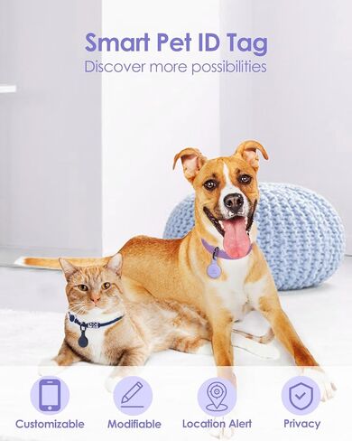 NFC & QR Code Pet ID Tag, Silicone Silent Dog Tag, Cat Name Tag, Personalized Customized Dog Tag, Modifiable Pet Online Profile, Instant Pet Location Alert Email, Anti-Lost Function in Saudi Arabia