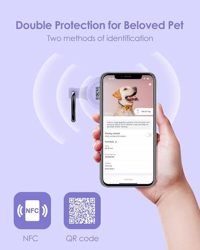 NFC & QR Code Pet ID Tag, Silicone Silent Dog Tag, Cat Name Tag, Personalized Customized Dog Tag, Modifiable Pet Online Profile, Instant Pet Location Alert Email, Anti-Lost Function in Saudi Arabia