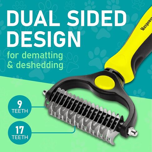 Maxpower Planet Original Pet Grooming Rake - Double-Sided Deshedding Dematting Tool, Undercoat Rake for Dogs & Cats, Extra-Wide Dog Grooming Brush & Deshedder Comb for Long Hair, Reduces Shedding 95% in Kuwait