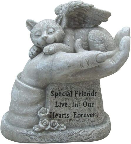 Comfy Hour 8" Polyresin Cat Angel in Hand Memorial Pet Statue Figurine for Your Home Or Garden, Beige, Pet in Loving Memory Collection in Saudi Arabia