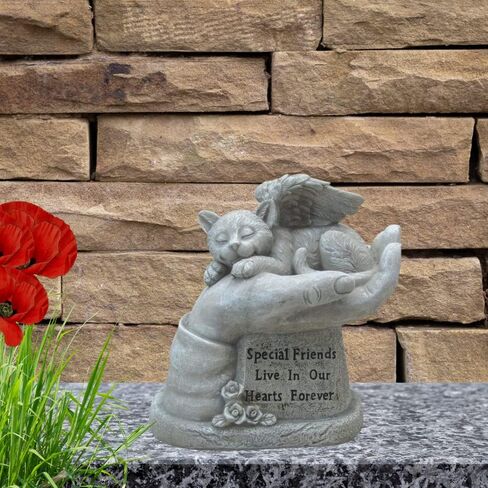 Comfy Hour 8" Polyresin Cat Angel in Hand Memorial Pet Statue Figurine for Your Home Or Garden, Beige, Pet in Loving Memory Collection in Saudi Arabia