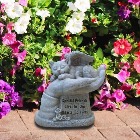 Comfy Hour 8" Polyresin Cat Angel in Hand Memorial Pet Statue Figurine for Your Home Or Garden, Beige, Pet in Loving Memory Collection in Saudi Arabia