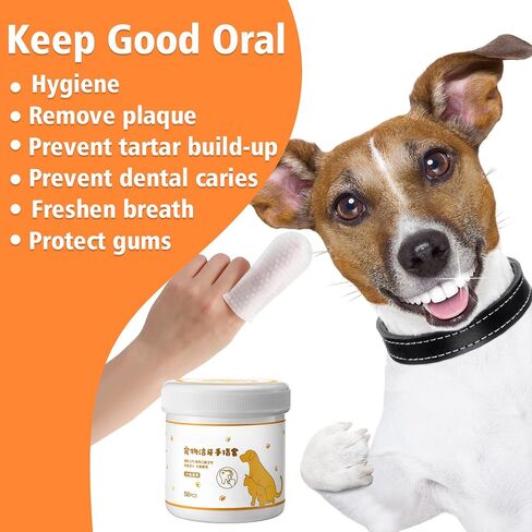 Cunno 300 Pcs Dog Teeth Cleaning Finger Wipes Disposable Pet Dental Care Wipes Eye Wipes Oral Cleansing Teeth Wipes Pads for Cat and Dog, Freshen Breath, Reduce Plaque and Tartar, No Brushing in Saudi Arabia
