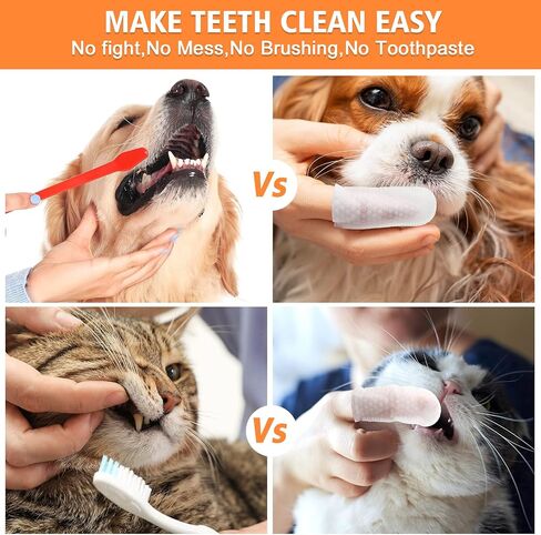 Cunno 300 Pcs Dog Teeth Cleaning Finger Wipes Disposable Pet Dental Care Wipes Eye Wipes Oral Cleansing Teeth Wipes Pads for Cat and Dog, Freshen Breath, Reduce Plaque and Tartar, No Brushing in Saudi Arabia