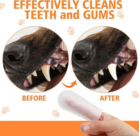 Cunno 300 Pcs Dog Teeth Cleaning Finger Wipes Disposable Pet Dental Care Wipes Eye Wipes Oral Cleansing Teeth Wipes Pads for Cat and Dog, Freshen Breath, Reduce Plaque and Tartar, No Brushing in Saudi Arabia