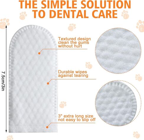 Cunno 300 Pcs Dog Teeth Cleaning Finger Wipes Disposable Pet Dental Care Wipes Eye Wipes Oral Cleansing Teeth Wipes Pads for Cat and Dog, Freshen Breath, Reduce Plaque and Tartar, No Brushing in Saudi Arabia