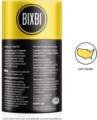 دعم الهضم النظيف للكلاب والقطط من BIXBI، 2.12 أونصة (60 جم) - أطعمة عضوية طبيعية بالكامل للحيوانات الأليفة - مكمل يومي لمسحوق الفطر - نمت في الولايات المتحدة الأمريكية وصنعت في الولايات المتحدة الأمريكية - يوصى بها الأطباء البيطريون للكلاب والقطط in Kuwait