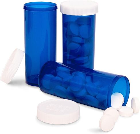 توب كلاس فانتشيرز زجاجات حبوب الدواء الفارغة مع ملصقات وأغطية 15 عبوة من زجاجات حبوب الدواء الزرقاء مع أغطية سهلة الفتح 8 زجاجات دواء منظم دواء، أساسيات السفر، حاوية حرفية، تخزين الخرز in Kuwait