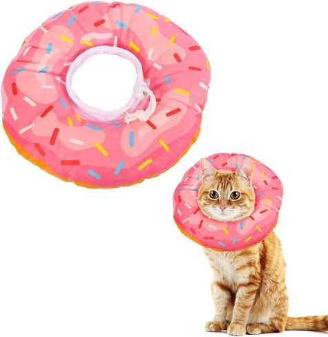 Cat Cone Collar Soft, Cat Recovery Collar Cute Cat Donut Adjustable Elizabethan Cone Cat Cones to Stop Licking Comfortable Lightweight Neck Cone for Cats Kittens After Surgery in Kuwait