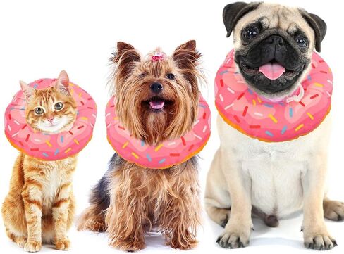 Cat Cone Collar Soft, Cat Recovery Collar Cute Cat Donut Adjustable Elizabethan Cone Cat Cones to Stop Licking Comfortable Lightweight Neck Cone for Cats Kittens After Surgery in Kuwait
